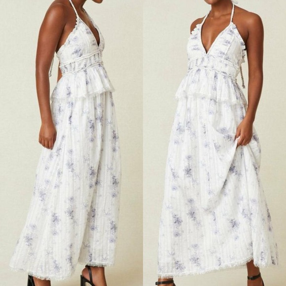 🐚 LOVE SHACK FANCY PURPLE WHITE SILVER BRIAR DRESS IN MISTY SEA! - Picture 6 of 16